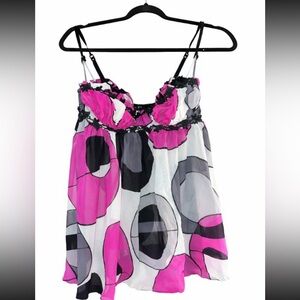 La SENZA Pink, Gray & Black Circular Print Camisole